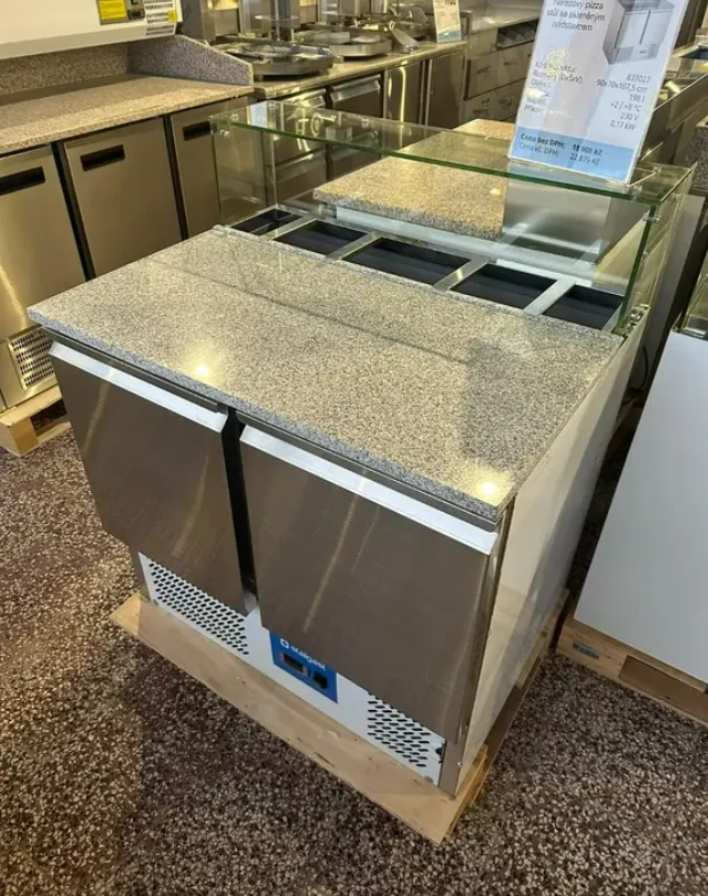 Nerezový pizza stůl s nádstavcem 90x70x107,5 cm