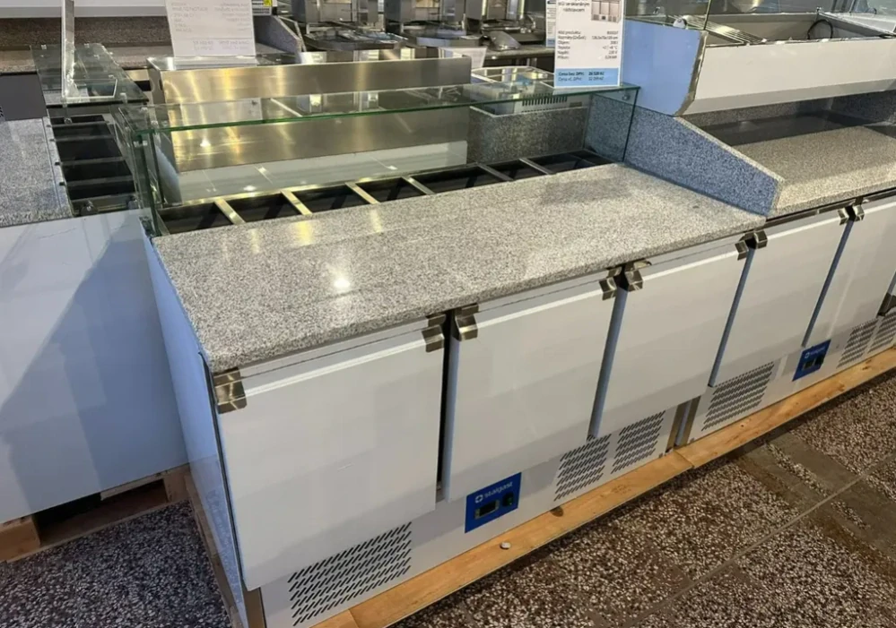 Nerezový pizza stůl s nadstavcem 136,5x70x109 cm