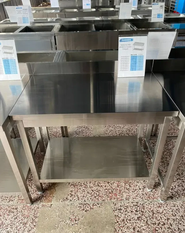 Nerezový stůl s policí (délka 60-200cm)