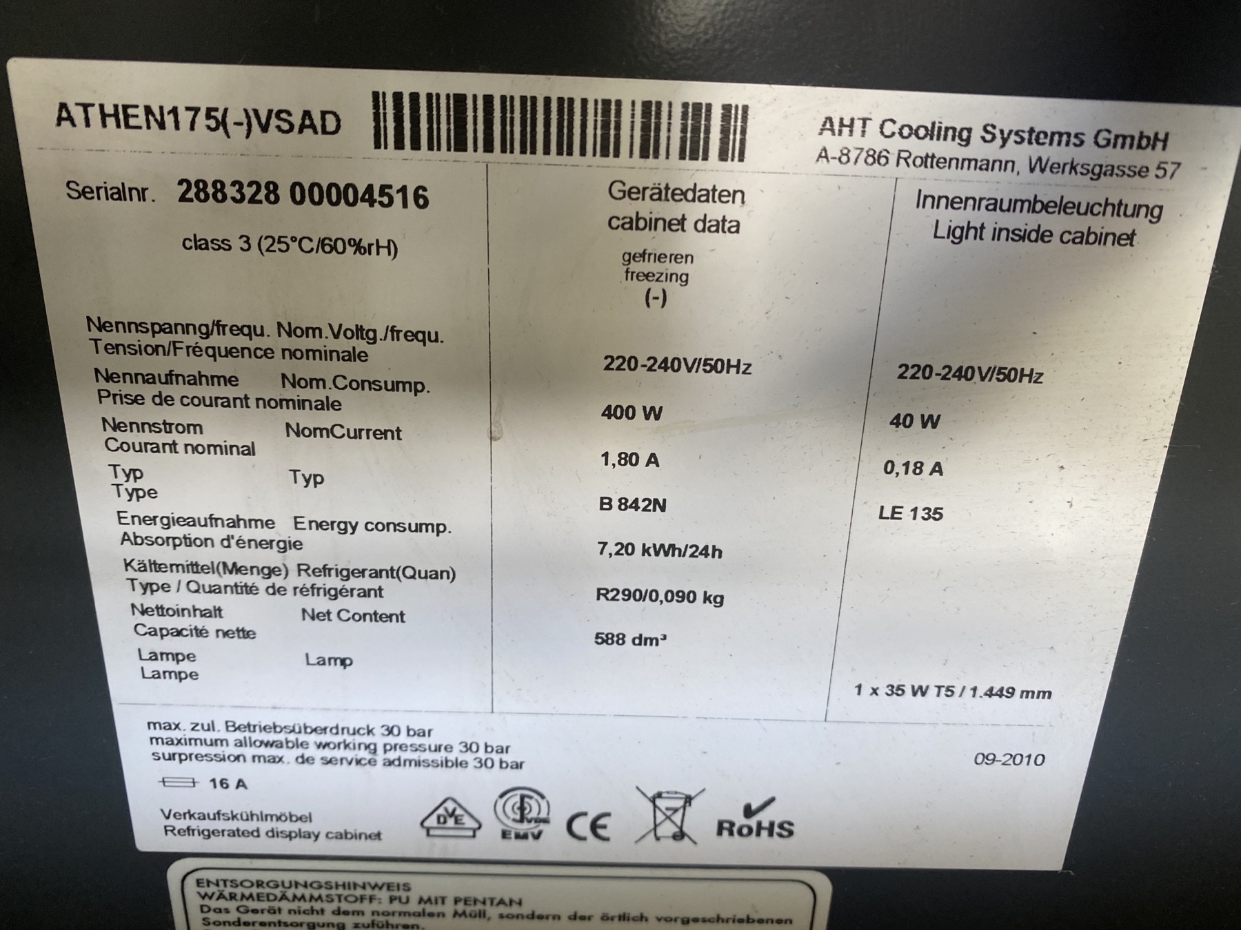 Mrazák AHT ATHEN 175