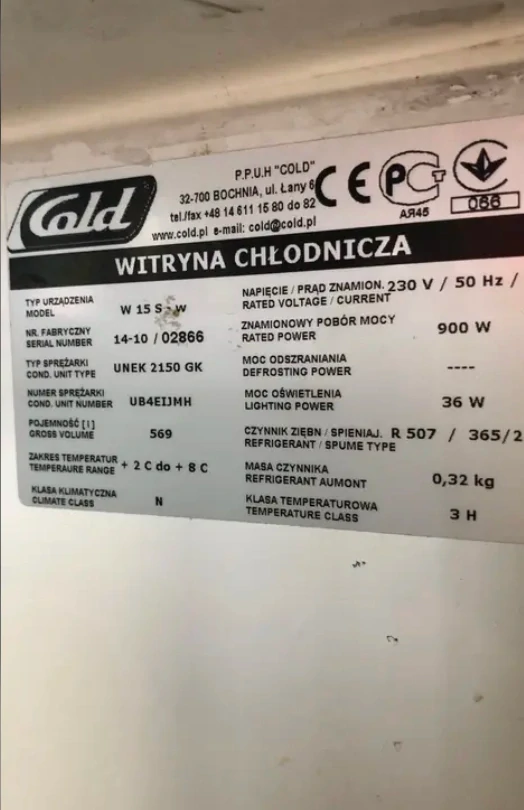 Chladící vitrína COLD